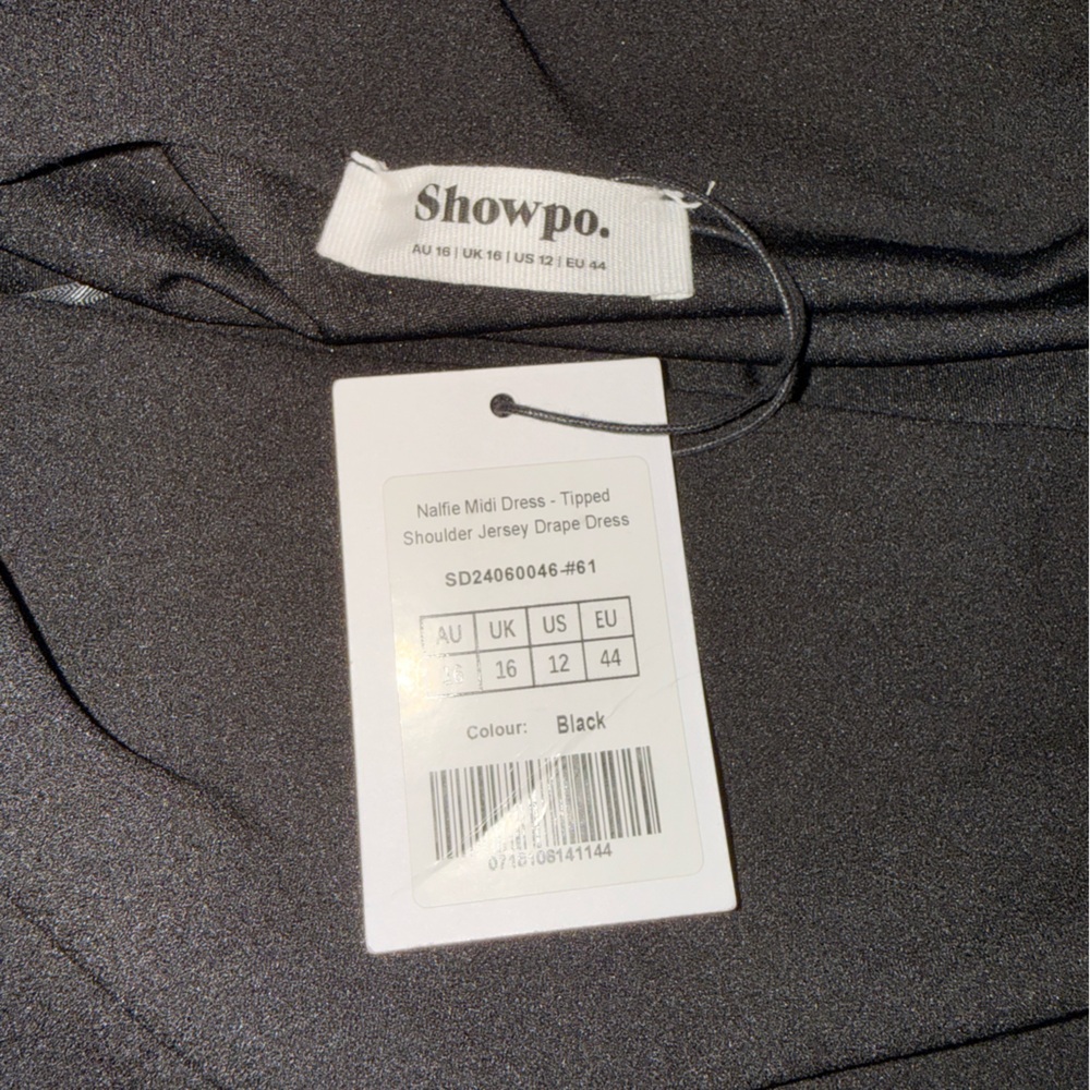 Showpo Black Draped Shoulder Dress